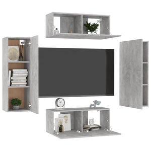 Set Porta TV 4 pz Grigio Cemento in Truciolato cod mxl 23540