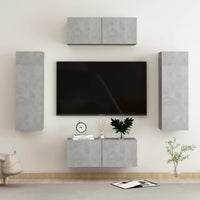 Set Porta TV 4 pz Grigio Cemento in Truciolato cod mxl 23540