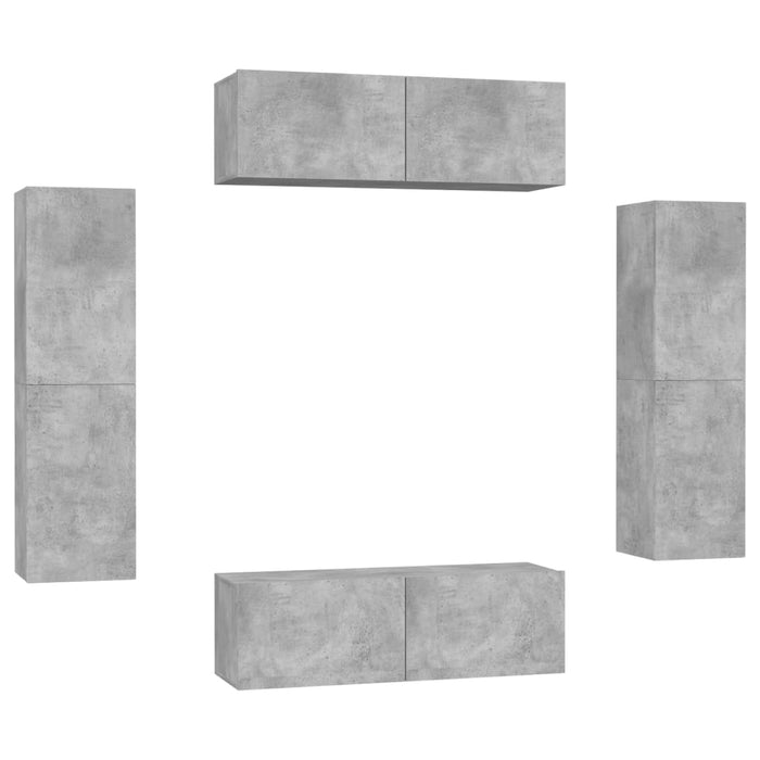 Set di Mobili Porta TV 4 pz Grigio Cemento in Legno Multistrato 3079087