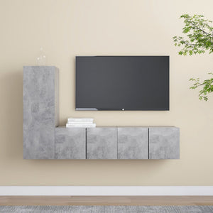 Set di Mobili Porta TV 3 pz Grigio Cemento in Legno Multistrato 3079093