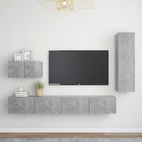Set Porta TV 4 pz Grigio Cemento in Truciolato  cod mxl 33808