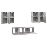 Set di Mobili Porta TV 6 pz Grigio Cemento in Legno Multistrato 3079099