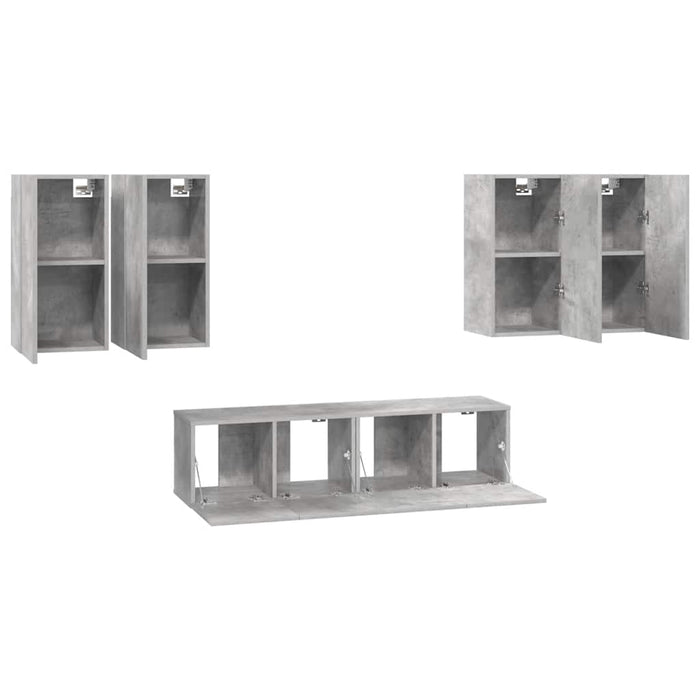 Set di Mobili Porta TV 6 pz Grigio Cemento in Legno Multistrato 3079099