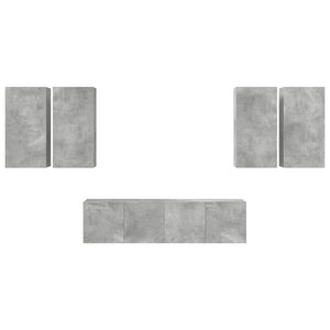 Set di Mobili Porta TV 6 pz Grigio Cemento in Legno Multistrato 3079099