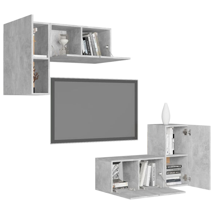 Set Mobili TV 4 pz Grigio Cemento in Truciolato  cod mxl 26834