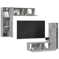 Set di Mobili Porta TV 4 pz Grigio Cemento in Legno Multistrato 3079110