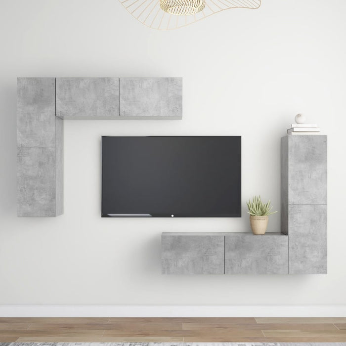 Set di Mobili Porta TV 4 pz Grigio Cemento in Legno Multistrato 3079110