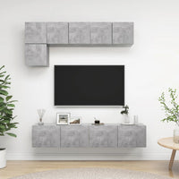 Set di Mobili Porta TV 5 pz Grigio Cemento in Legno Multistrato 3079113