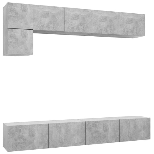 Set di Mobili Porta TV 5 pz-Set di 5 Credenza per TV Grigio Cemento in Legno Multistrato 150567