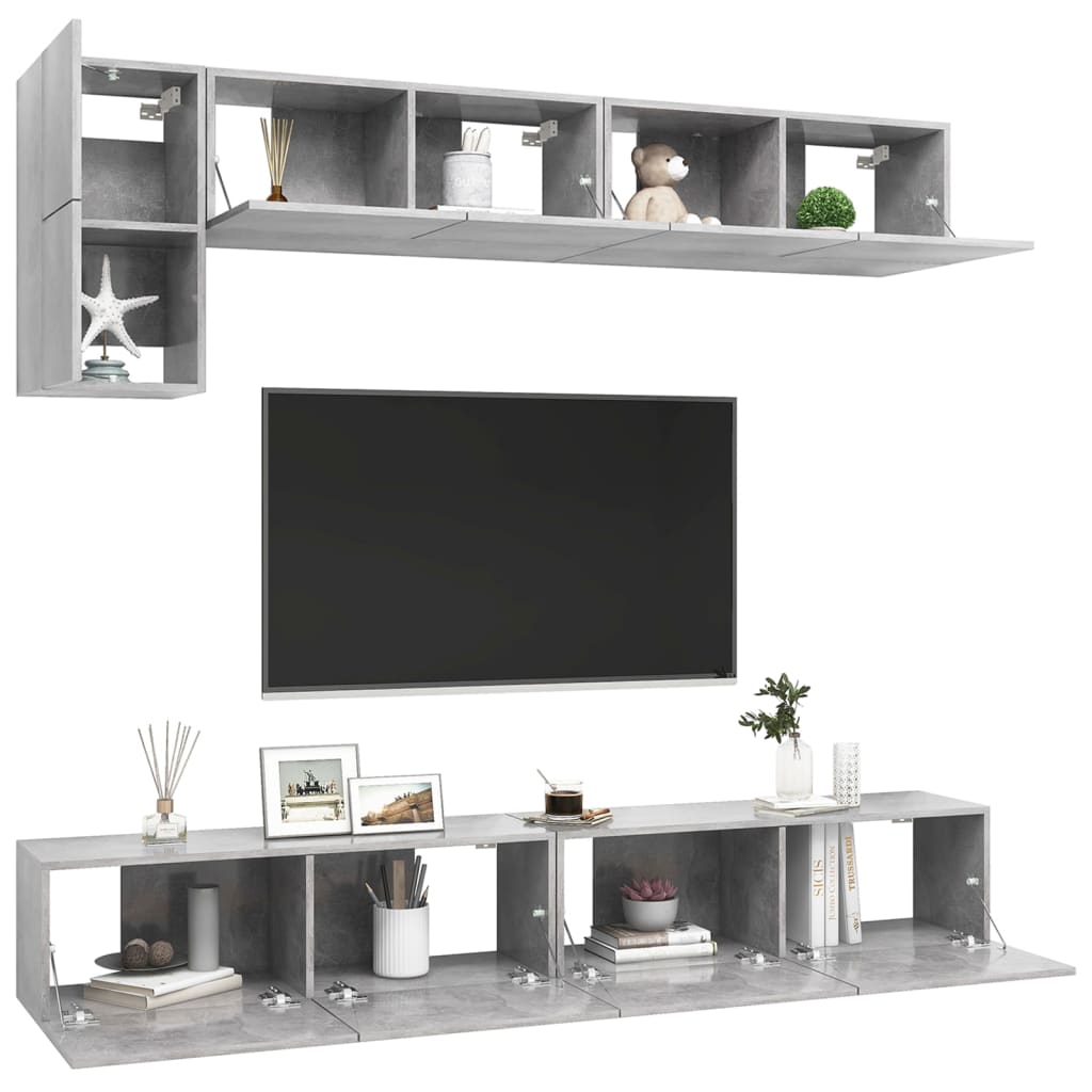 Set Porta TV 5 pz Grigio Cemento in Truciolato  cod mxl 53803