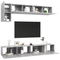 Set Porta TV 5 pz Grigio Cemento in Truciolato  cod mxl 53803
