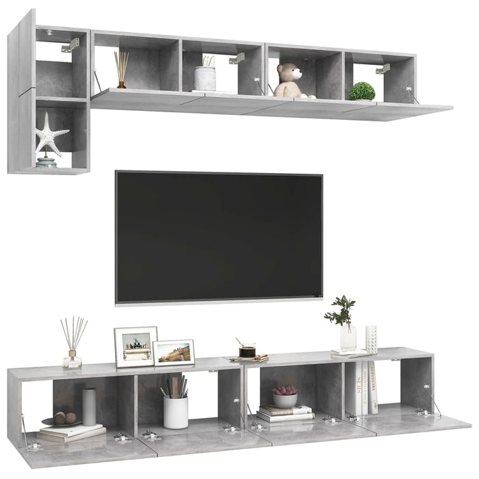 Set Porta TV 5 pz Grigio Cemento in Truciolato  cod mxl 53803