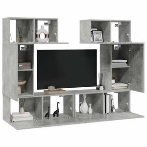 Set di Mobili Porta TV 6 pz Grigio Cemento in Legno Multistrato 3079118