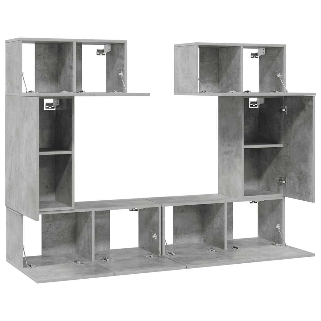 Set di Mobili Porta TV 6 pz Grigio Cemento in Legno Multistrato 3079118