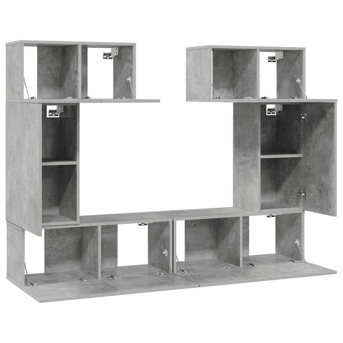 Set di Mobili Porta TV 6 pz Grigio Cemento in Legno Multistrato 3079118