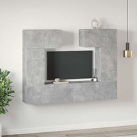 Set di Mobili Porta TV 6 pz Grigio Cemento in Legno Multistrato 3079118