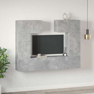 Set di Mobili Porta TV 6 pz Grigio Cemento in Legno Multistrato 3079118