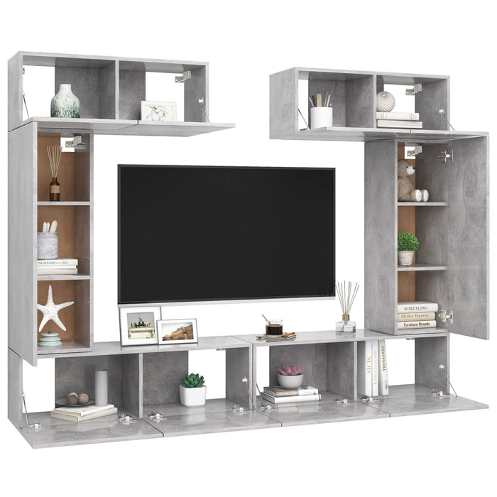Set Porta TV 6 pz Grigio Cemento in Truciolato cod mxl 23543