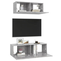 Set di Mobili Porta TV 2 pz Grigio Cemento in Legno Multistrato 3079122