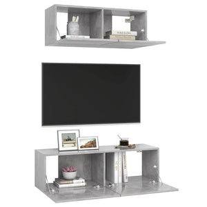Set di Mobili Porta TV 2 pz Grigio Cemento in Legno Multistrato 3079122