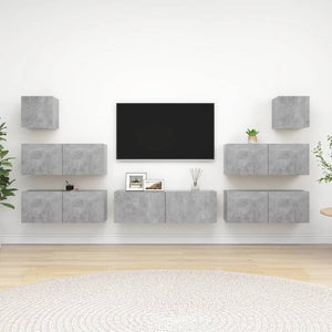Set di Mobili Porta TV 7 pz Grigio Cemento in Legno Multistrato 3079133