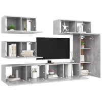 Set Porta TV 6 pz Grigio Cemento in Truciolato  cod mxl 20789
