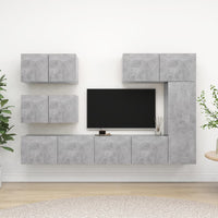Set Porta TV 6 pz Grigio Cemento in Truciolato  cod mxl 20789