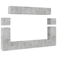Set Mobili Porta TV 8pz Grigio Cemento in Legno Multistrato 3079145