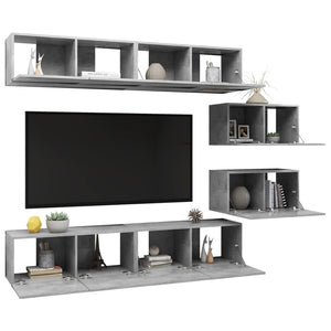 Set Porta TV 6 pz Grigio Cemento in Truciolato cod mxl 23113
