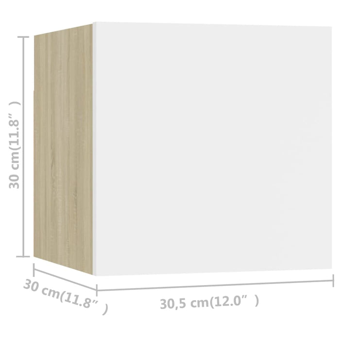 Mobile a Parete per TV 8pz Bianco e Rovere Sonoma 30,5x30x30cm  cod mxl 19040