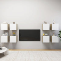 Mobile a Parete per TV 8pz Bianco e Rovere Sonoma 30,5x30x30cm  cod mxl 19040