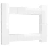 Set di Mobili Porta TV 8 pz Bianco Lucido in Legno Multistrato 3079280