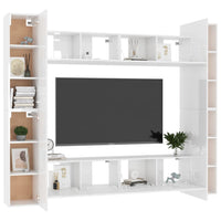 Set di Mobili Porta TV 8 pz Bianco Lucido in Legno Multistrato 3079280