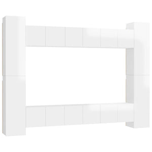 Set di Mobili Porta TV 10 pz Bianco Lucido in Legno Multistrato 3079282