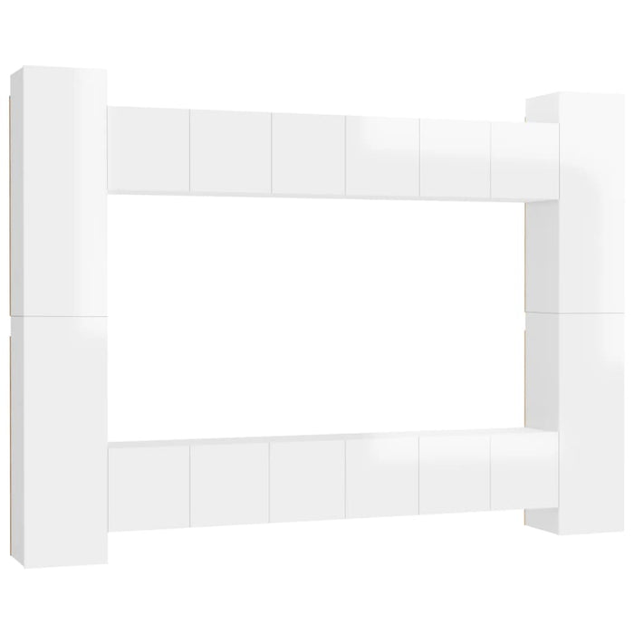 Set di Mobili Porta TV 10 pz Bianco Lucido in Legno Multistrato 3079282