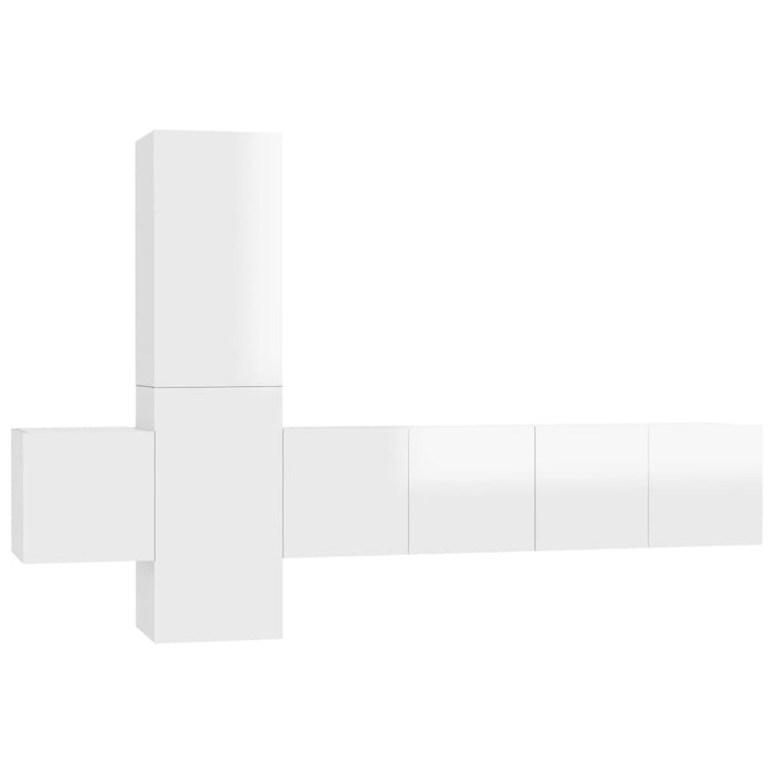 Set di Mobili Porta TV 5 pz Bianco Lucido in Legno Multistrato 3079283