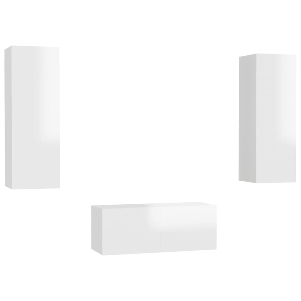 Set Mobile TV 3 pz Bianco Lucido in Truciolato cod mxl 24918