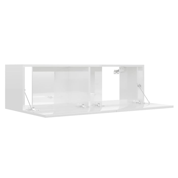 Set di Mobili Porta TV 3 pz Bianco Lucido in Legno Multistrato 3079289