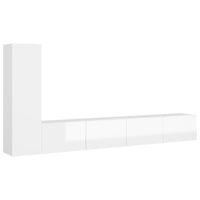 Set di Mobili Porta TV 3 pz Bianco Lucido in Legno Multistrato 3079305