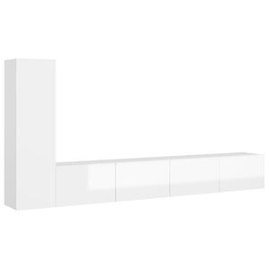 Set di Mobili Porta TV 3 pz Bianco Lucido in Legno Multistrato 3079305