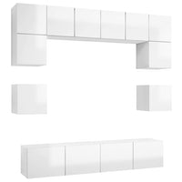 Set di Mobili Porta TV 8 pz Bianco Lucido in Legno Multistrato 3079321