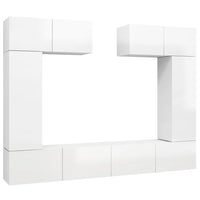 Set di Mobili Porta TV 6 pz Bianco Lucido in Legno Multistrato 3079329