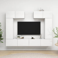 Set di Mobili Porta TV 6 pz Bianco Lucido in Legno Multistrato 3079329