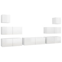 Set di Mobili Porta TV 7 pz Bianco Lucido in Legno Multistrato 3079343