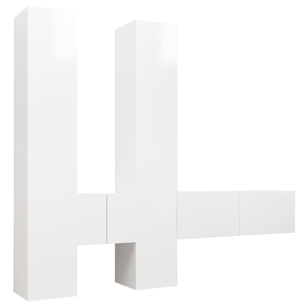 Set di Mobili Porta TV 6 pz Bianco Lucido in Legno Multistrato 3079349