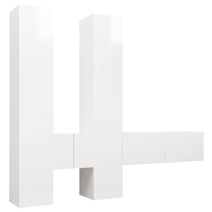 Set di Mobili Porta TV 6 pz Bianco Lucido in Legno Multistrato 3079349