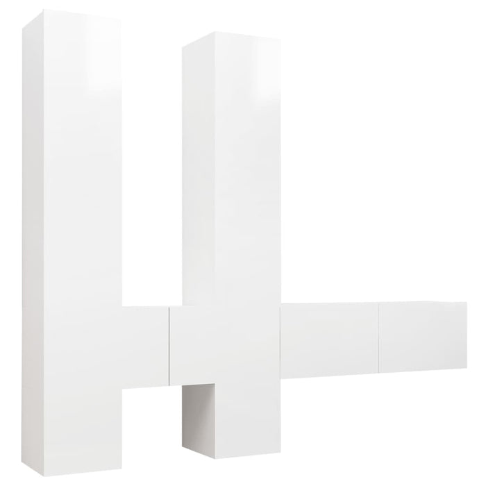 Set di Mobili Porta TV 6 pz Bianco Lucido in Legno Multistrato 3079349