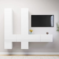 Set di Mobili Porta TV 6 pz Bianco Lucido in Legno Multistrato 3079349