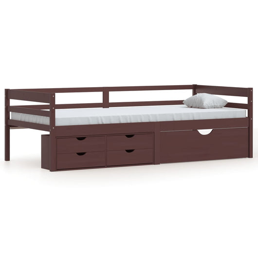 Giroletto con Cassetti-Struttura Letto con contenitore Marrone Ambra in Legno di Pino 90x200 cm