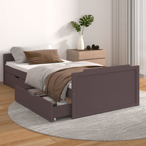 Giroletto Cassetti-Struttura Letto con contenitore Marrone Scuro Legno Massello Pino 90x200 cm